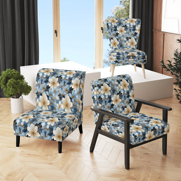 Blue Vintage Romance Floral Pattern - Cottage Arm Chair